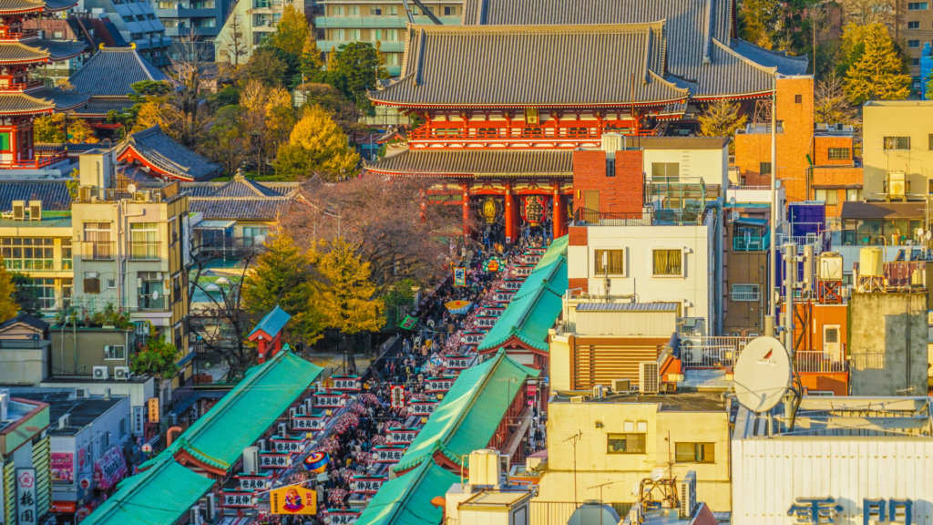 Senso-ji Temple and the Nakamise approach in Asakusa